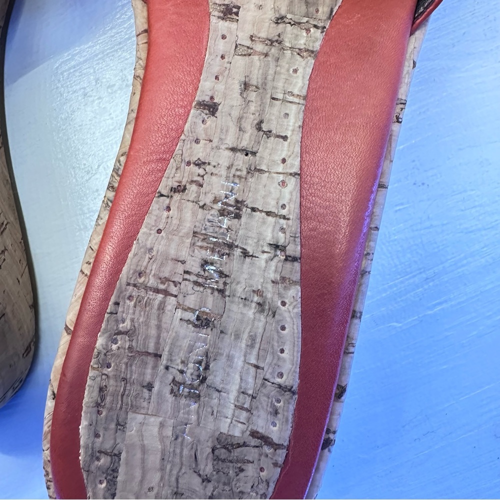 Antonio Melani Logan Orange Leather Cork Wedge Sandals Slides Women's Size 7.5 M - Picture 13 of 13